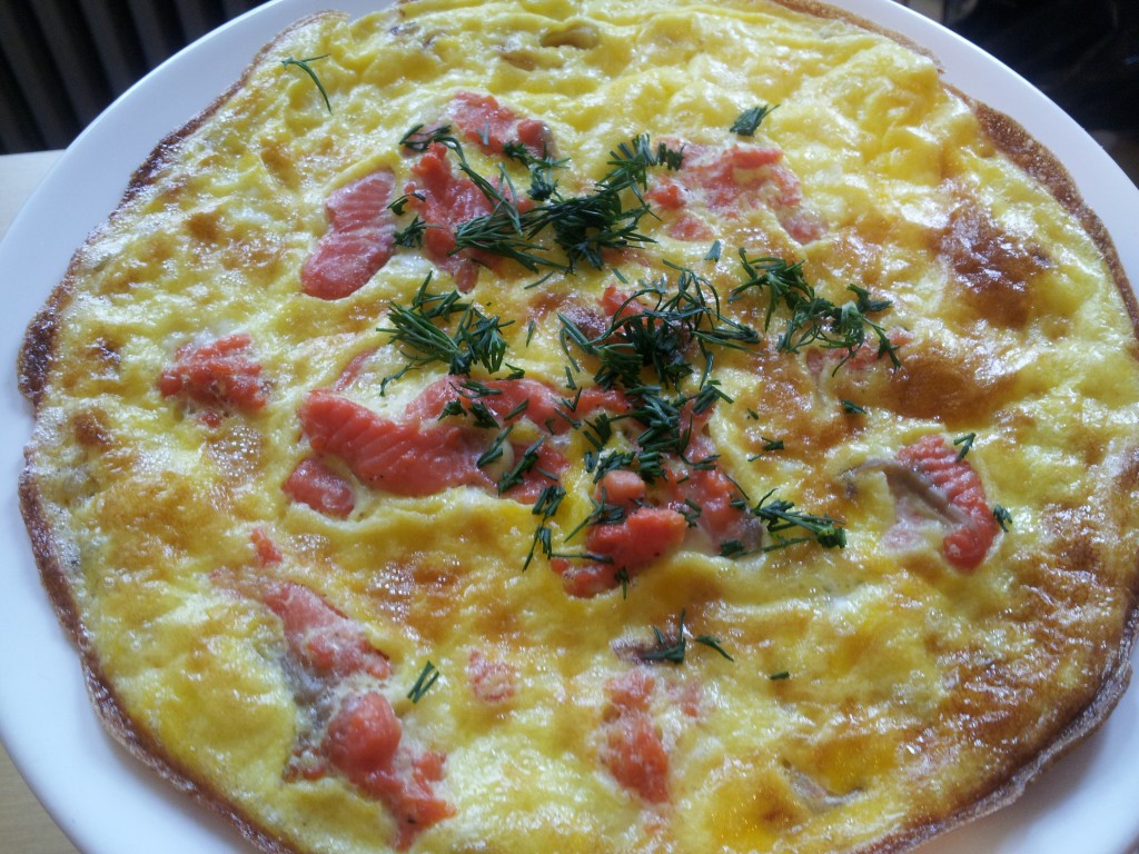 Frittata with gravlax, shallots, and dill