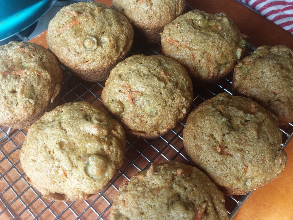 Japanese knotweed, carrot & apple muffins