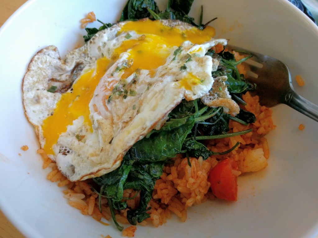 garlic mustard rice bowl